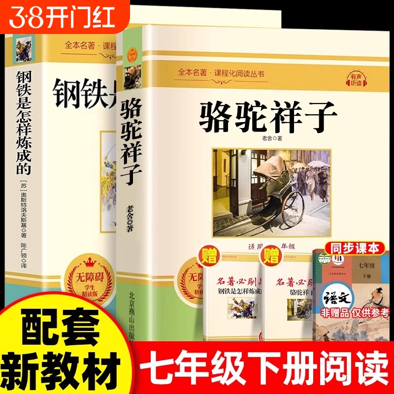 骆驼祥子和钢铁是怎样练成的海底两万里七年级下册阅读书拾原著正版人