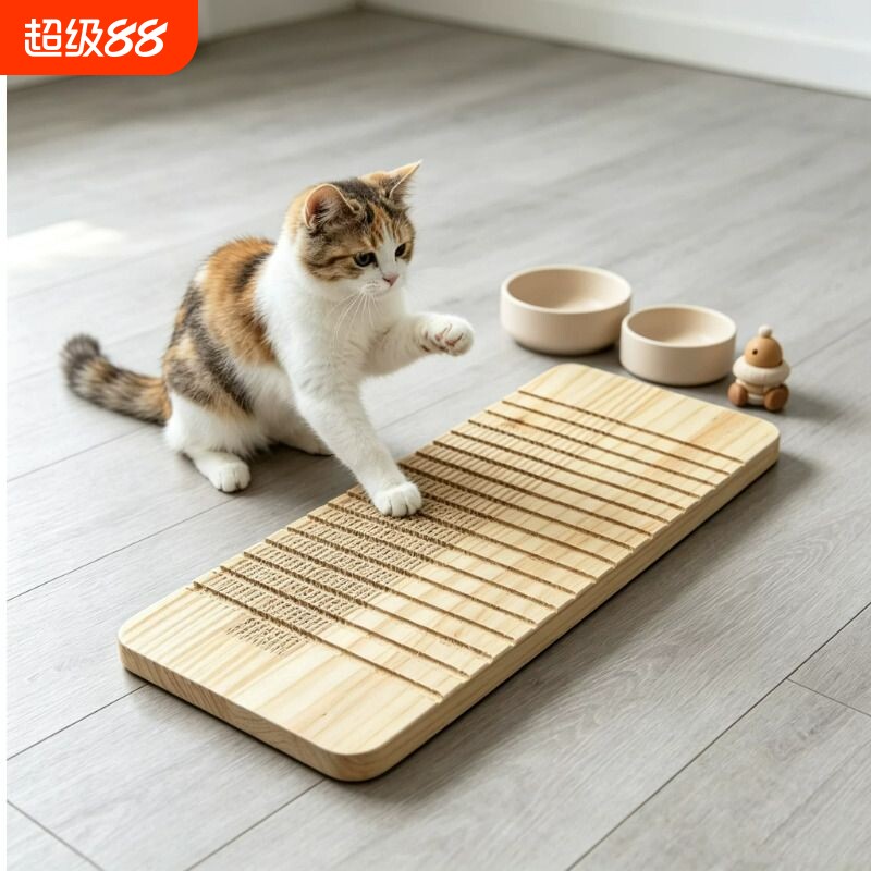 纯实木耐磨猫抓板不粘毛两用猫咪床不伤抓无漆纯木原木木质猫爬架