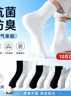 袜子新疆棉棉防臭商务夏季薄款中筒袜透气吸汗长筒袜黑色短袜抗菌