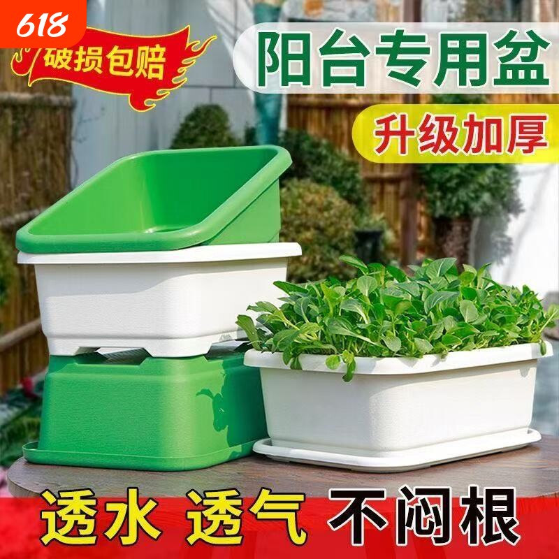 阳台种菜盆加厚长方形塑料盆家庭蔬菜种植盆种菜神器花盆椰砖种花