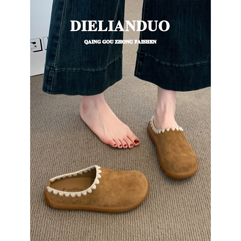 小土豆勃肯鞋女2025新款秋季外穿办公室博肯懒人一脚蹬包头半拖鞋