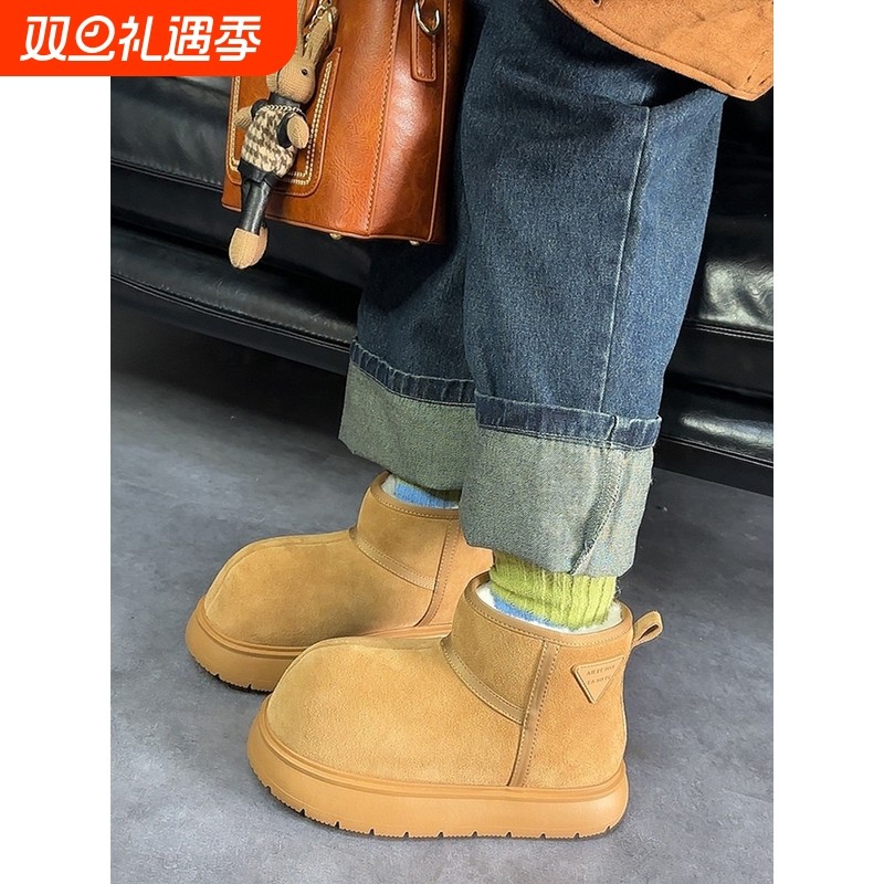 大头雪地靴棉鞋2025新款冬季加绒加厚东北户外厚底防滑保暖短靴子