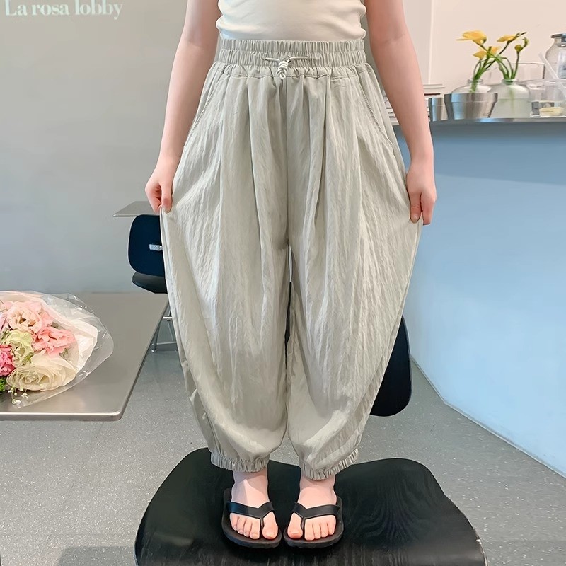 女童冰丝防蚊裤新款休闲长裤女孩夏装山本裤儿童九分灯笼薄款裤子