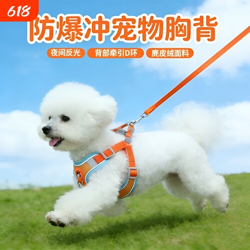 背心式牵引绳遛狗胸背中小型犬
