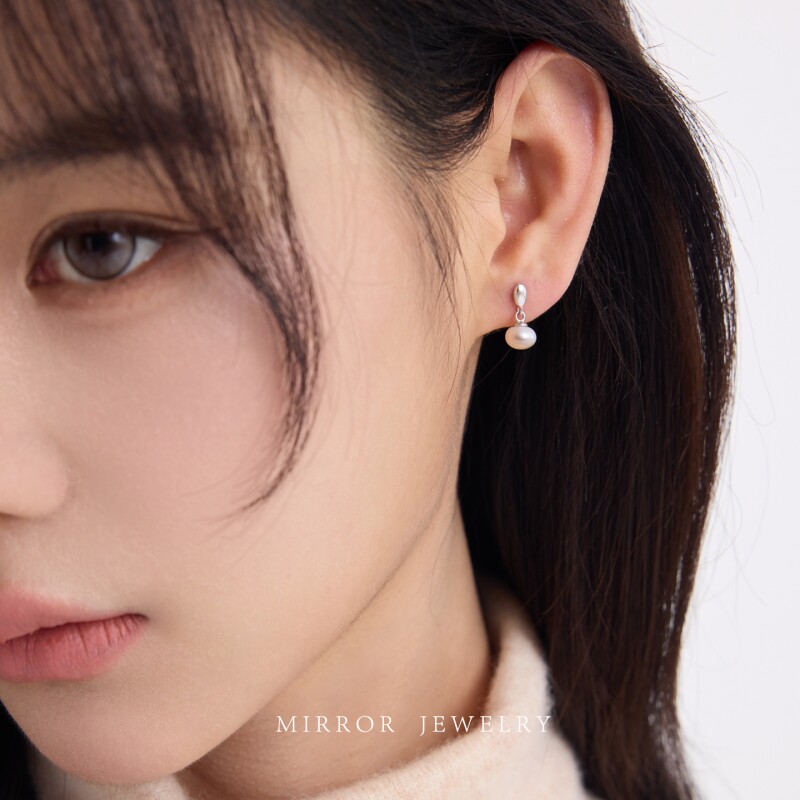 小麋人「晨露」925纯银淡水珍珠耳钉女耳环耳饰简约文艺爆款925