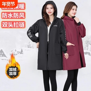 防水防油罩衣女冬季加绒加厚新款长袖围裙厨房家用防脏工作服外套