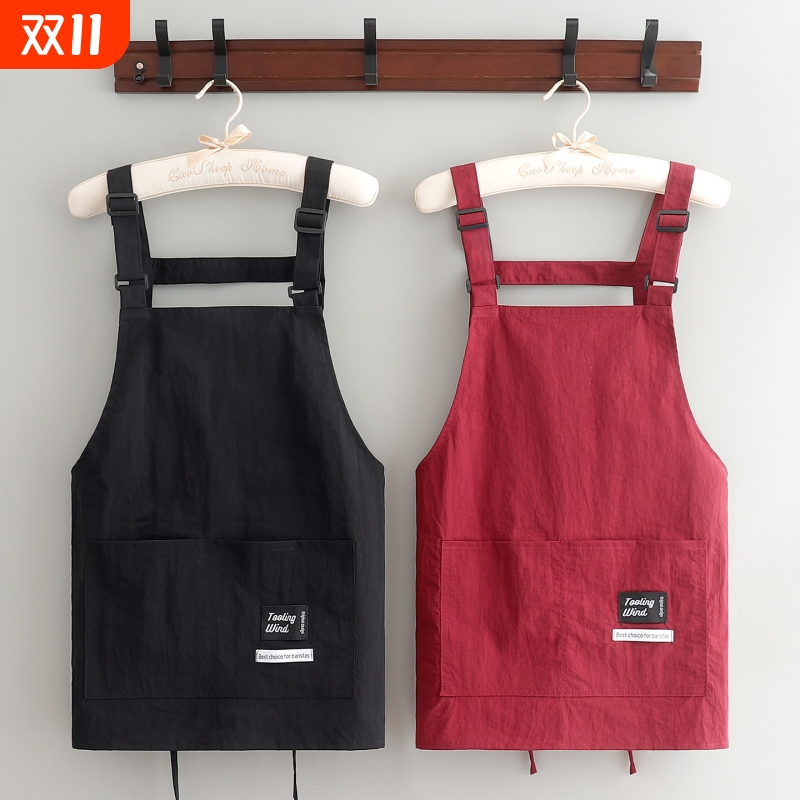 小个子短款时尚围裙防泼水围腰餐饮服务员无袖女工作服logo印字