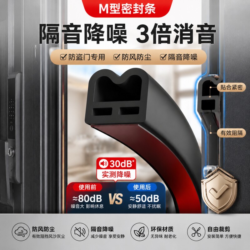 防盗门密封条子母门进户门框门缝图片