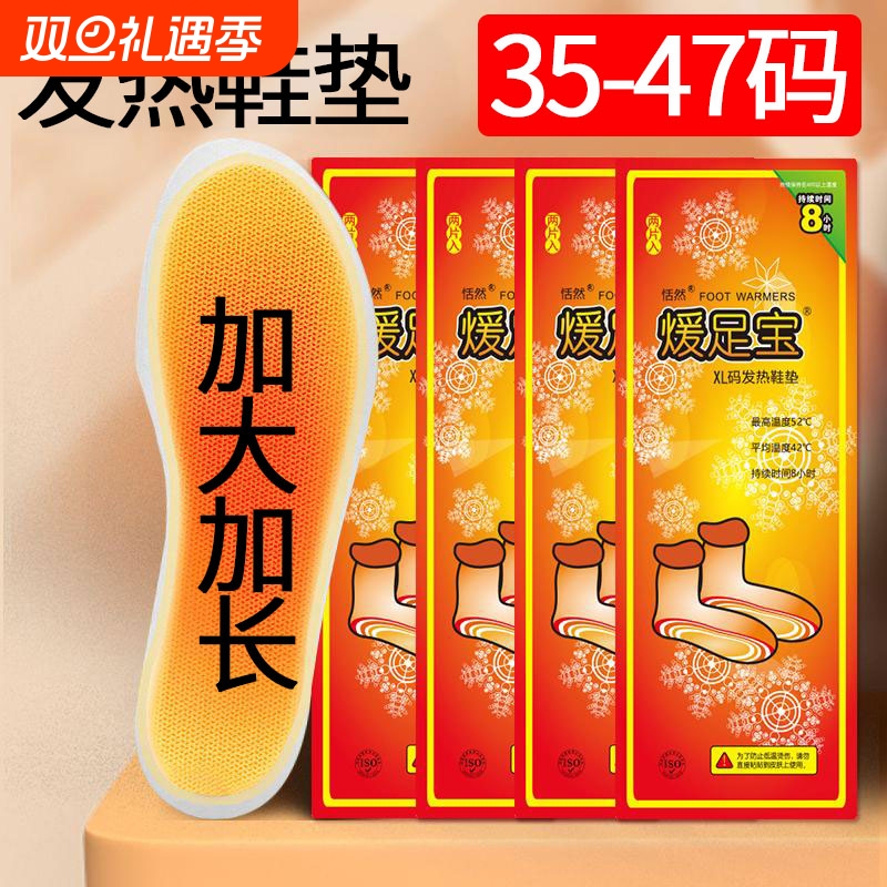 恬然自发热鞋垫男46码可行走发热暖足贴女底特大码暖脚宝充电电热