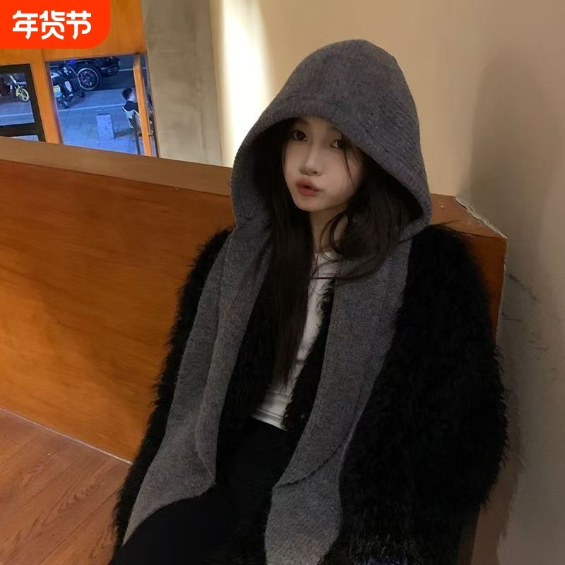 骑行头巾巴拉克法帽小众帽子围巾女围脖一体加厚保暖毛线韩版冬季