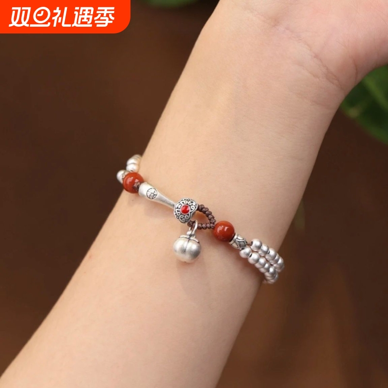 足银手链两全其美事事如意如意柿子纯银礼物ins高级女款编织