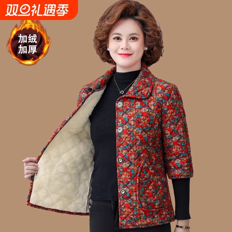 中老年人妈妈装半袖棉服女马甲秋冬加绒加厚棉衣马夹中袖棉袄轻薄
