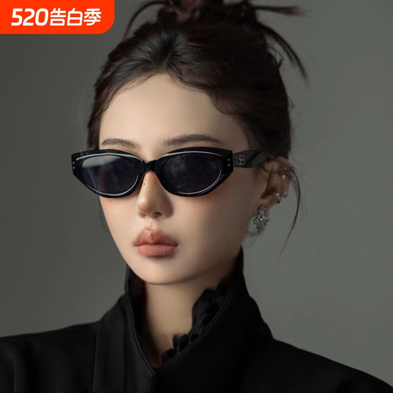 复古猫眼墨镜女2026新款高级感偏光防紫外线方圆脸显瘦太阳眼镜