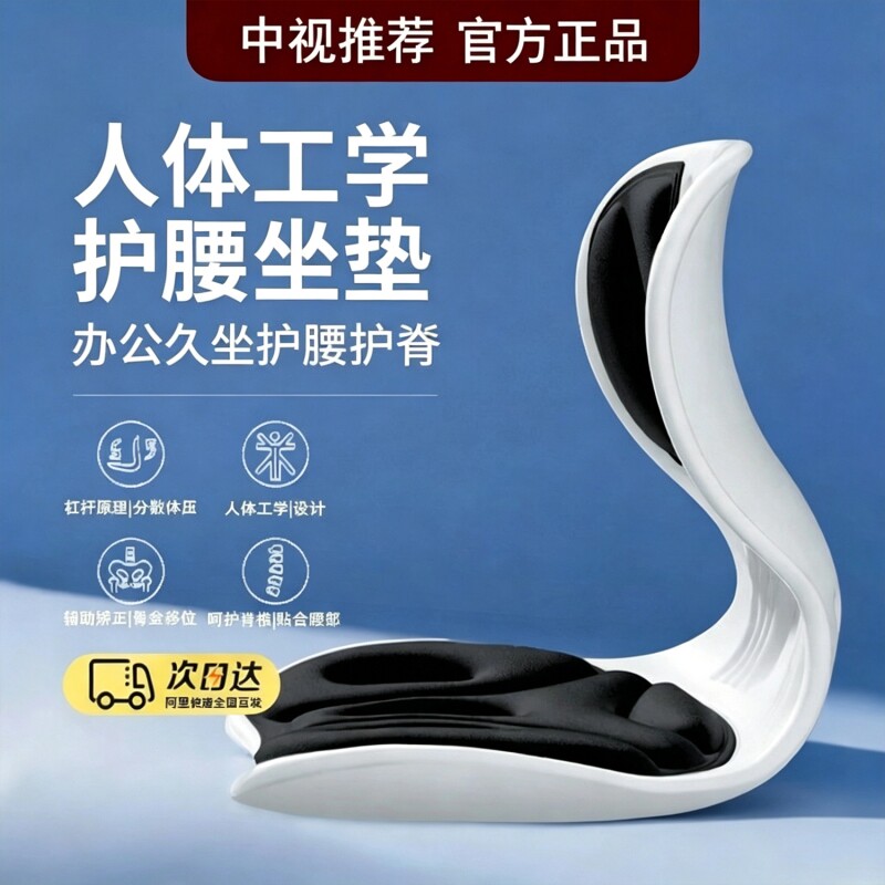 人体工学护腰靠背垫坐垫腰靠腰部支撑矫正坐姿防驼背座椅久坐神器