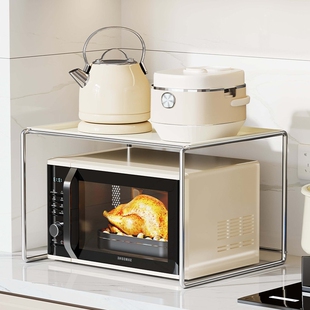 微波炉置物架家用双层电饭煲烤箱收纳架厨房小型多功能分层架加高