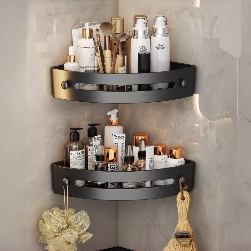 卫生间置物架浴室三角架免打孔壁挂厕所洗手间洗漱台墙上收纳架子