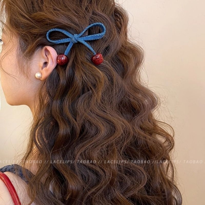 韩系牛仔蝴蝶结发夹女侧边夹前额碎发刘海夹2025新款高端发卡发饰