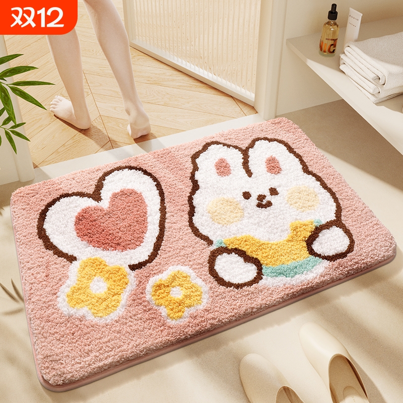 浴室强吸水地垫家用厕所门口脚垫地毯门垫进门卫生间速干防滑卫浴