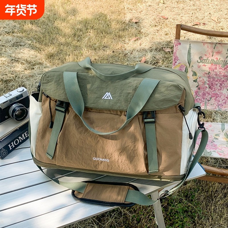 2025新款大容量短途旅行包女可扩容轻便出差行李袋斜挎手提健身包