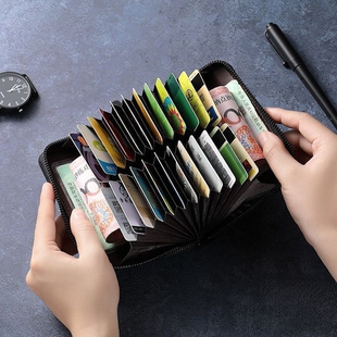 GUHEXIA翻毛皮卡包男大容量证件防盗刷驾驶证银行卡多功能零钱包