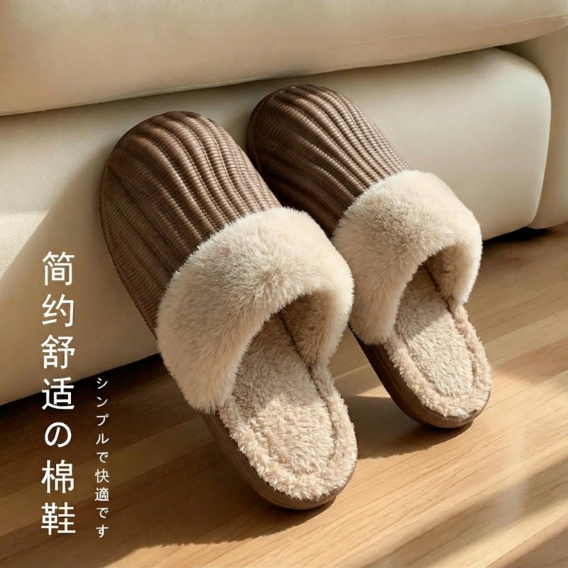 居家棉拖鞋女冬季防水棉拖鞋男防滑加绒加厚可拆洗内胆毛绒棉鞋