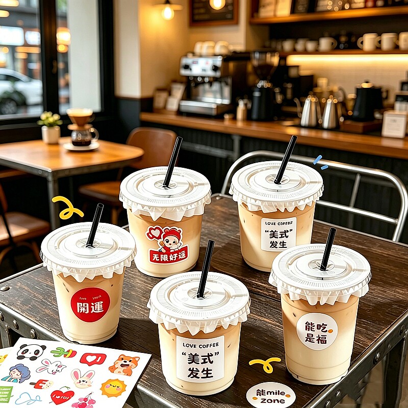 一次性带盖网红奶茶杯子咖啡果汁										
