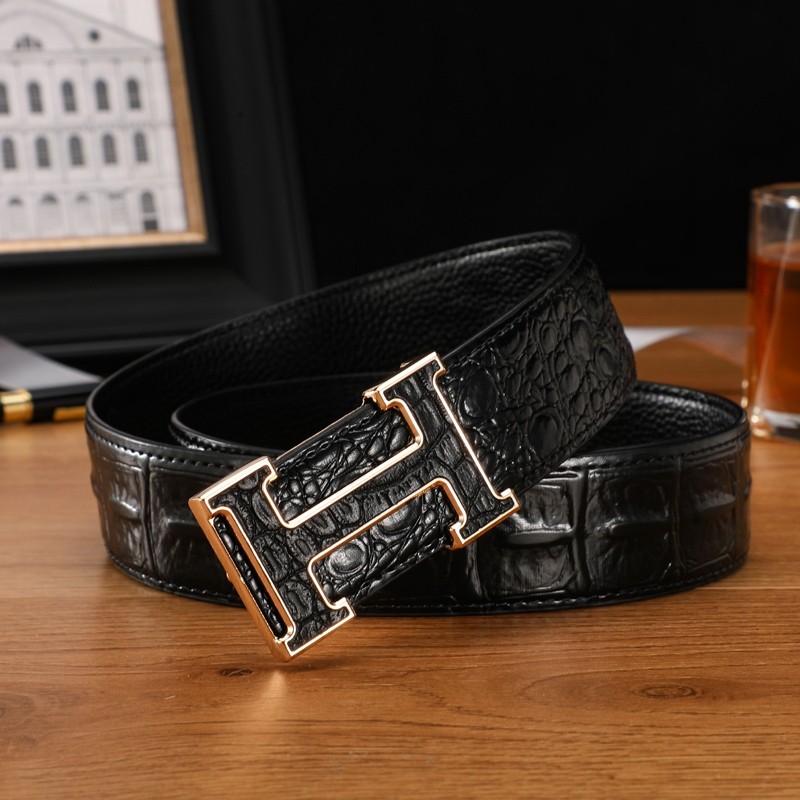 爱马新款男士皮带真皮奢侈品牌年轻人时尚潮流裤腰带男款平滑扣