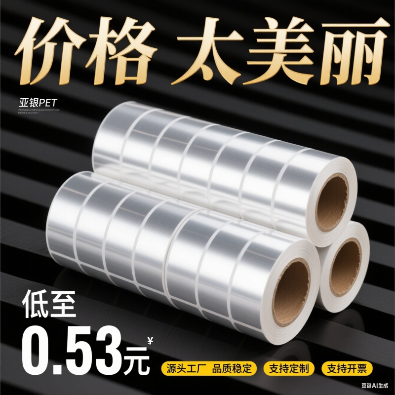 撕不烂亚银PET标签纸条码打印