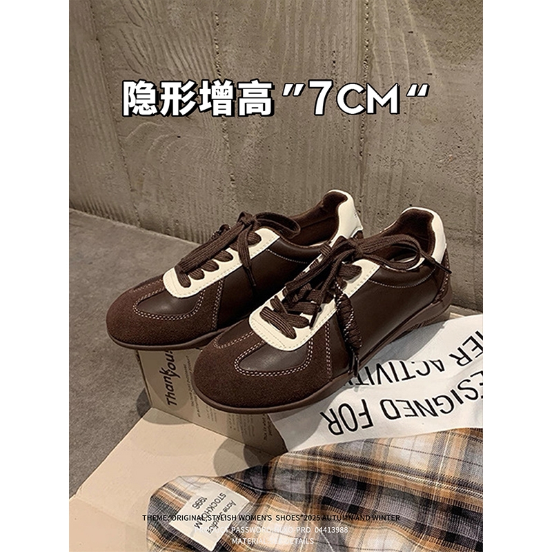 真皮~7cm内增高德训鞋女秋冬2025新款百搭休闲鞋运动阿甘鞋女隐形