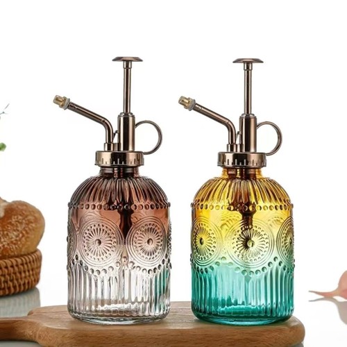 复古ins家用浇花玻璃喷壶多肉园艺小型浇花壶家用按压消毒浇水壶