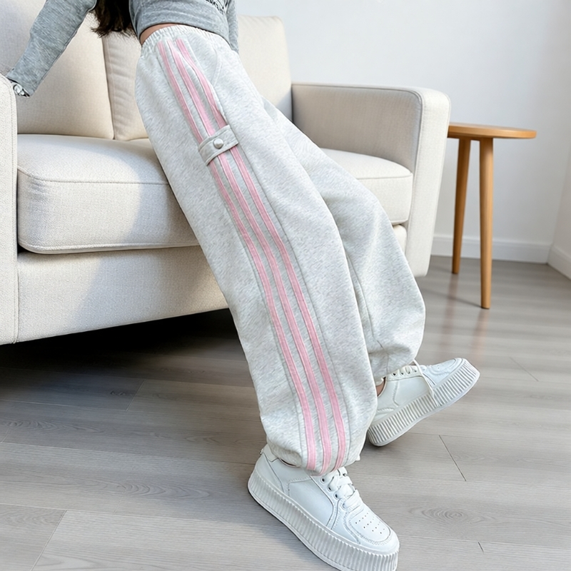 童装女童裤子秋款2025新款秋装阔腿裤儿童休闲裤女宝黑色加绒卫裤