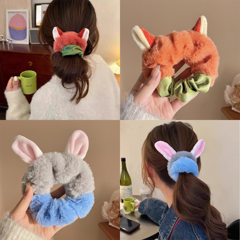 疯狂动物城狐尼克毛绒发圈可爱少女朱迪头绳周边儿童大肠发绳装饰