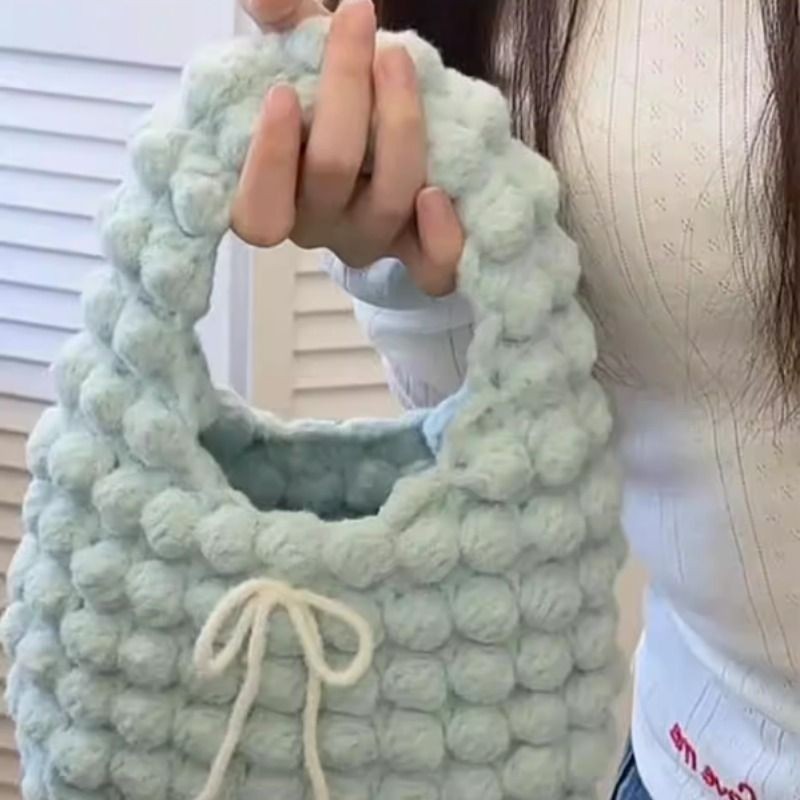 毛线手工编织奶油泡芙包包DIY材料包自制钩织云朵绵绵腋下手提包