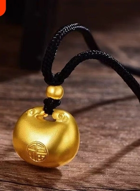 新中式锁福袋胖福沙金色项链女祥云黑色编织绳元宝锁骨链高级配饰