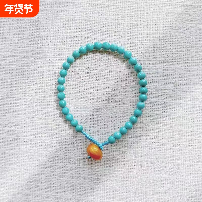 天然原矿绿松石手串盘玩女生蜜蜡手链小众高级感精致玉石新中式