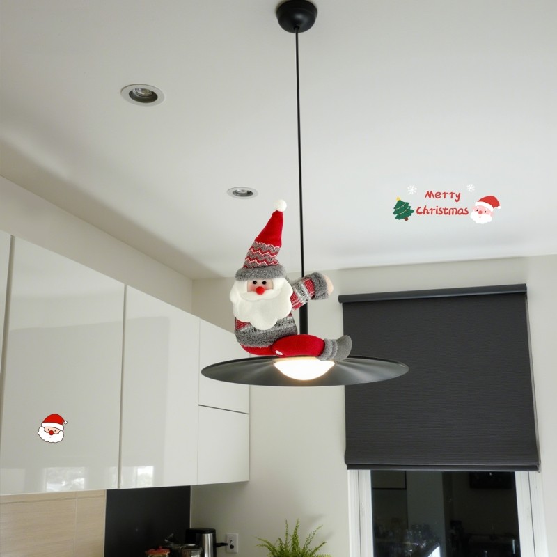 圣诞节装饰品创意圣诞老人店铺氛围挂饰雪人窗帘吊饰场景布置飘雪