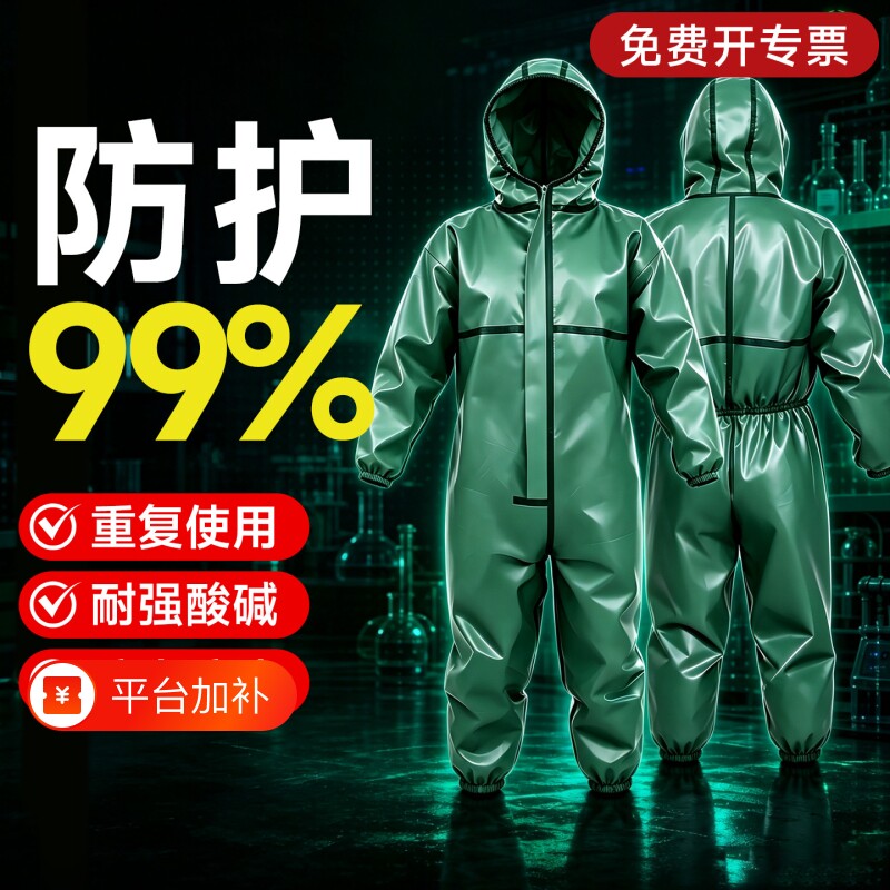 防化服耐酸碱防护服连体全身加厚工作服化学品大学生养殖场防辐射