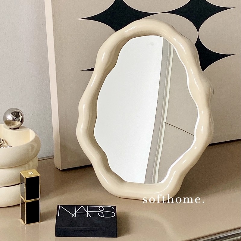 SOFTHOME云朵化妆镜高颜值卧室梳妆台女生桌面房间装饰品镜子摆件