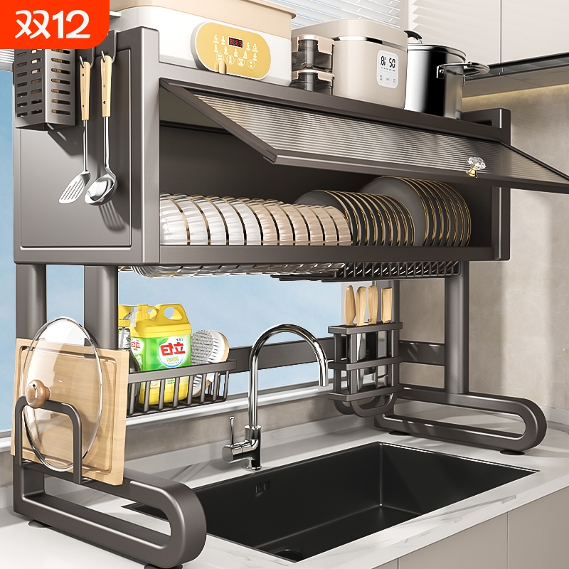 不锈钢防油灰防虫水槽碗碟收纳架