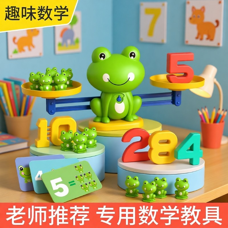 儿童青蛙数字天平秤称数学加减逻辑思维训练亲子互动游戏益智玩具