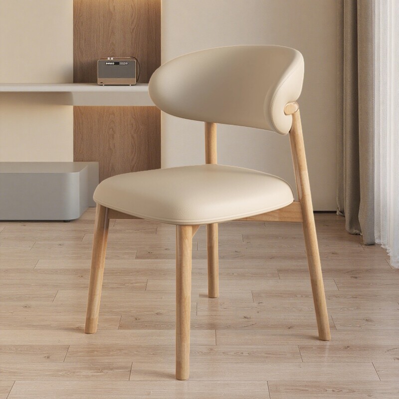 实木餐椅家用轻奢高级靠背椅子餐厅舒服久坐商用餐桌椅羊角软包