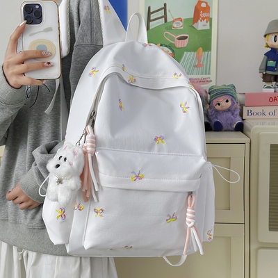 日系ins风蝴蝶结双肩包女学生书包初高中可爱轻便大容量韩版背包