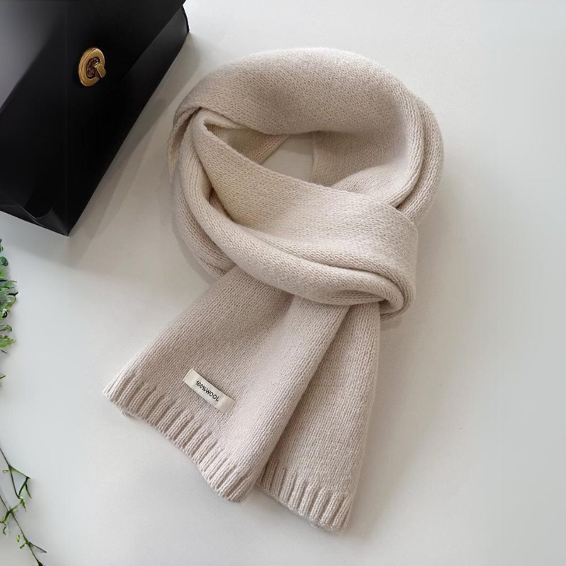 鹿毛绒围巾纯色男女冬季保暖针织围脖精致柔软红色咖色羊毛