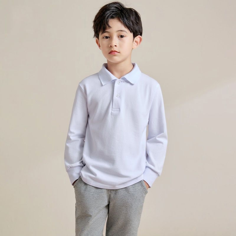 长袖翻领儿童纯棉polo衫