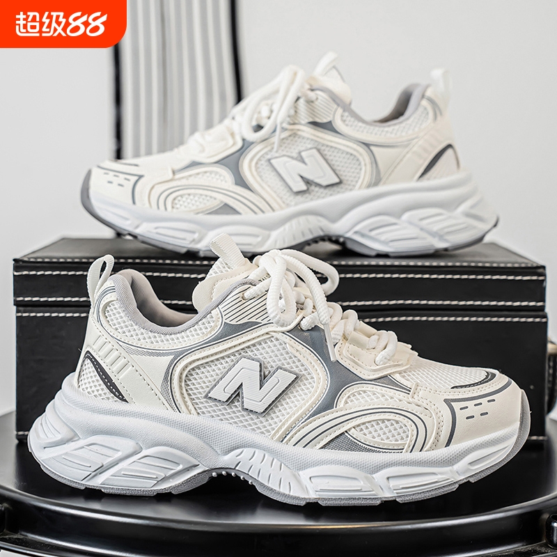 男鞋夏季防臭2025新款透气网面潮流运动休闲跑步厚底增高老爹潮鞋