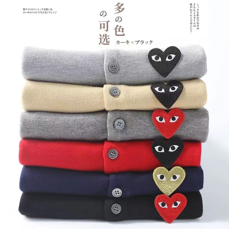 明星同款PLAY刺绣爱心毛衣儿童亲子针织衫外套红心春秋羊毛上衣