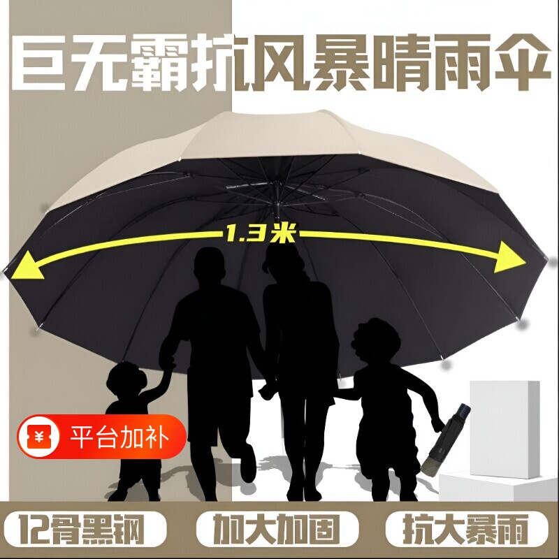 雨伞加大加厚加固折叠男女三四人晴雨两用抗暴风雨超大号手动结实