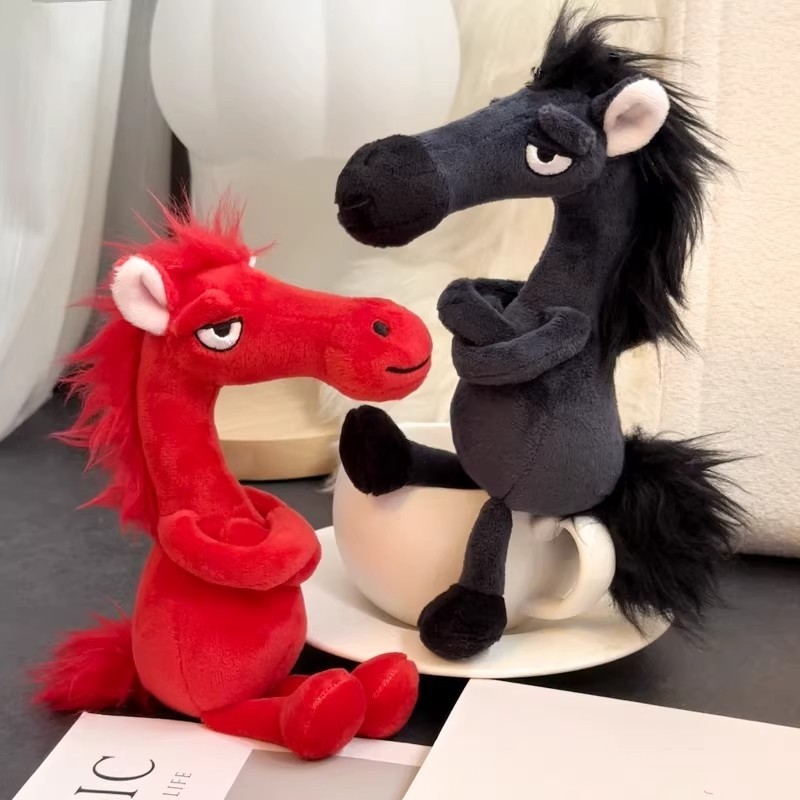 2026马年吉祥物公仔毛绒玩具天选高冷黑马墨墨包包玩偶挂件送女生