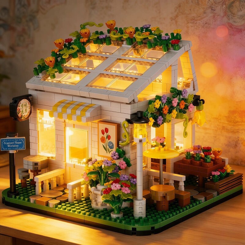 阳光永生花房积木diy手工小屋房子艺术模型微缩场景玩具生日礼物