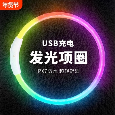 狗狗发光项圈夜间遛狗夜光夜行灯大小型犬防走失带灯充电宠物脖圈